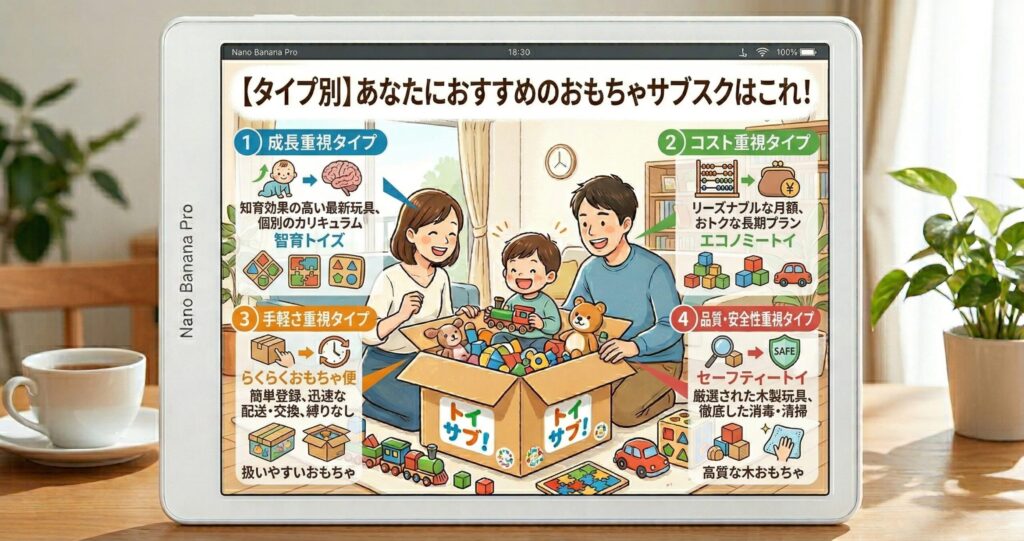 【タイプ別】あなたにおすすめのおもちゃサブスクはこれ！